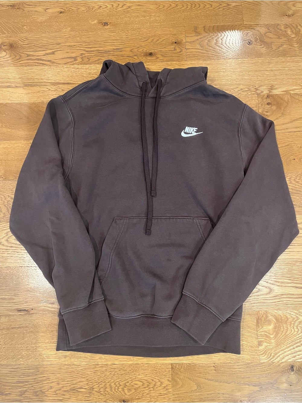 Nike Brown Hooded Pullover with White Swoosh
